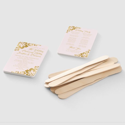 Hochzeitsprogramm für tropische Hibisken in Gold P Fächer (Non-assembled)