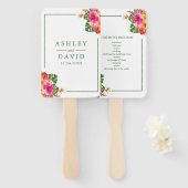 Hochzeitsprogramm für tropische Hibiskus Fächer (Vorne und Hinten)