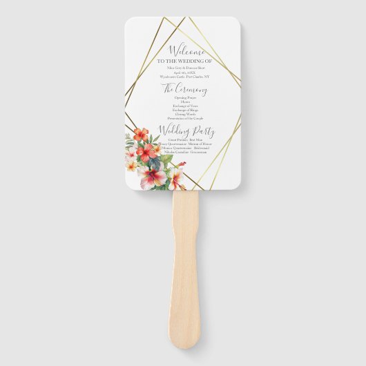 Hochzeitsprogramm für tropische Hibiskus Fächer (Vorderseite)