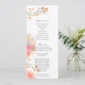 Hochzeitsprogramm für tropische Pfirsichsteine Programm (Stehend Vorderseite)