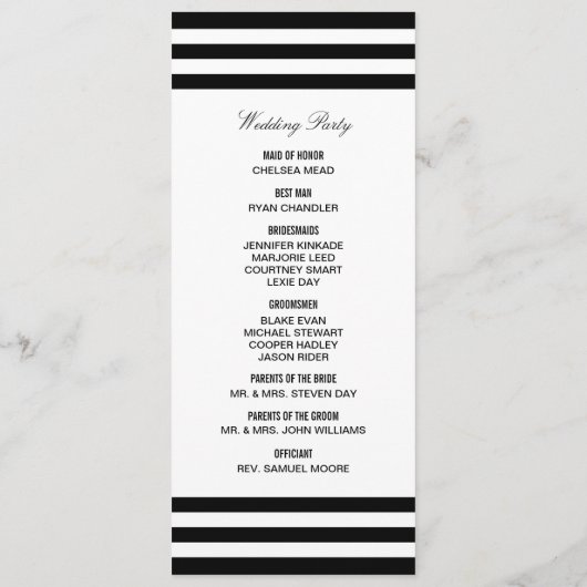 Hochzeitsprogramm für tropische Pflanzen Programm (Rückseite)