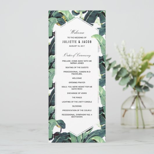 Hochzeitsprogramm für tropische Pflanzen Programm (Stehend Vorderseite)