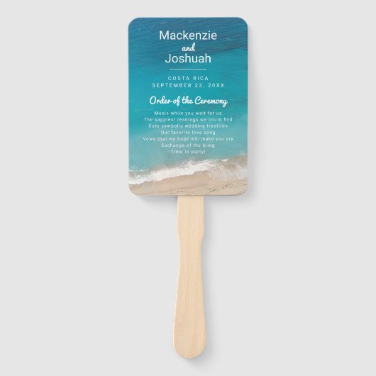 Hochzeitsprogramm für tropische Sandstrände Fächer (Vorderseite)