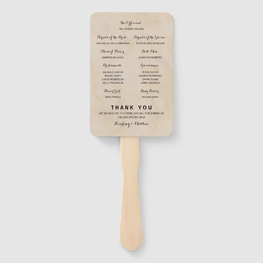 Hochzeitsprogramm für tropische Vintage Strände Fächer (Rückseite)