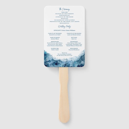 Hochzeitsprogramm für tropische Wasserfarben: Hand Fächer (Rückseite)