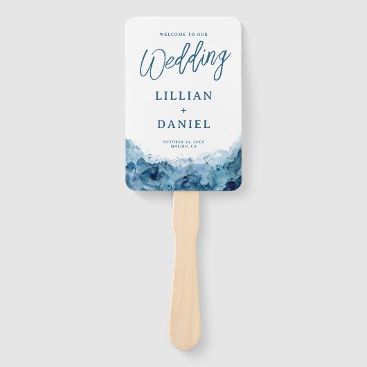 Hochzeitsprogramm für tropische Wasserfarben: Hand Fächer (Vorderseite)