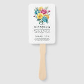 Hochzeitsprogramm für Türkis, Gelb und Rosa Fächer (Vorderseite)