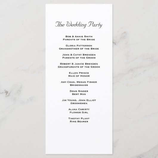 Hochzeitsprogramm für Türkis und Coral Zinnia Blum Programm (Rückseite)