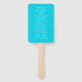 Hochzeitsprogramm für Türkis und Gelbe Flora Fächer (Rückseite)