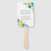 Hochzeitsprogramm für Türkis und Gelbe Flora Fächer (Vorderseite)