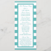 Hochzeitsprogramm für türkisblaue Streifen Programm (Rückseite)