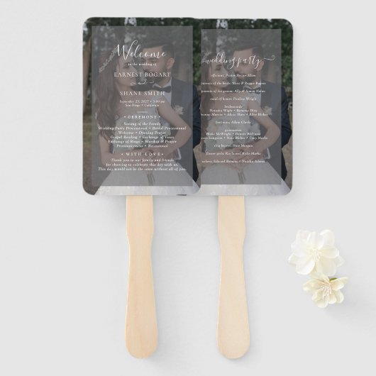 Hochzeitsprogramm für Vellum Black & White Overlay Fächer (Vorne und Hinten)