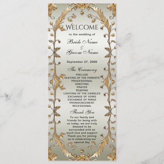 Hochzeitsprogramm für Verzierte Blume Programm (Vorderseite)