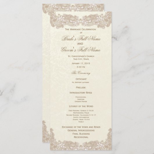 Hochzeitsprogramm für viktorianische Blumenzwiebel Programm (Vorne/Hinten)