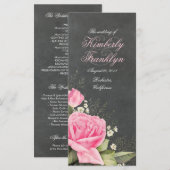 Hochzeitsprogramm für Vintag-rosa-Blumenkalkplatte Programm (Vorne/Hinten)