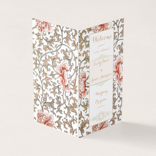 Hochzeitsprogramm für Vintage Blumen (Vorderseite)