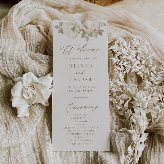 Hochzeitsprogramm für Vintage Blumen