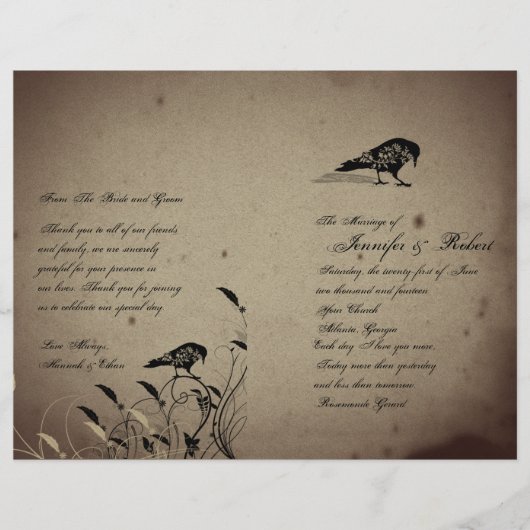 Hochzeitsprogramm für Vintage Gotik (Vorderseite)