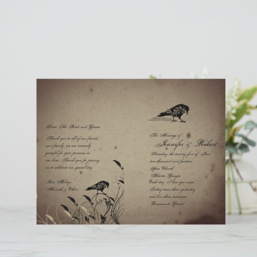 Hochzeitsprogramm für Vintage Gotik (Stehend Vorderseite)