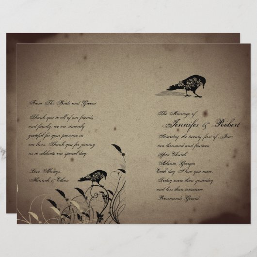 Hochzeitsprogramm für Vintage Gotik (Vorne/Hinten)