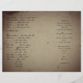 Hochzeitsprogramm für Vintage Gotik (Rückseite)