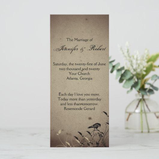 Hochzeitsprogramm für Vintage Gotik Programm (Stehend Vorderseite)