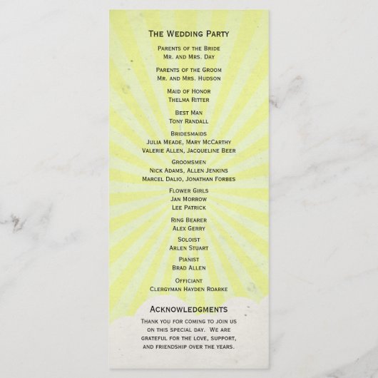 Hochzeitsprogramm für Vintage Heißluftballon Programm (Rückseite)