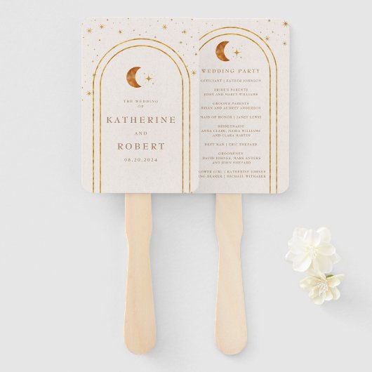 Hochzeitsprogramm für Vintage Himmelsstars Fächer (Vorne und Hinten)