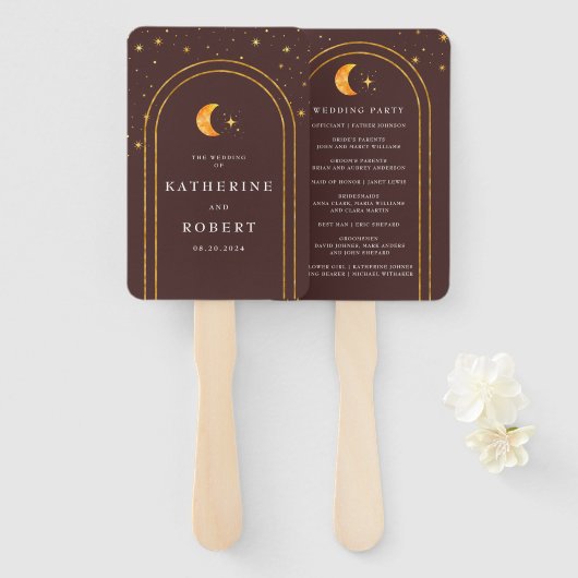 Hochzeitsprogramm für Vintage Himmelsstars Fächer (Vorne und Hinten)
