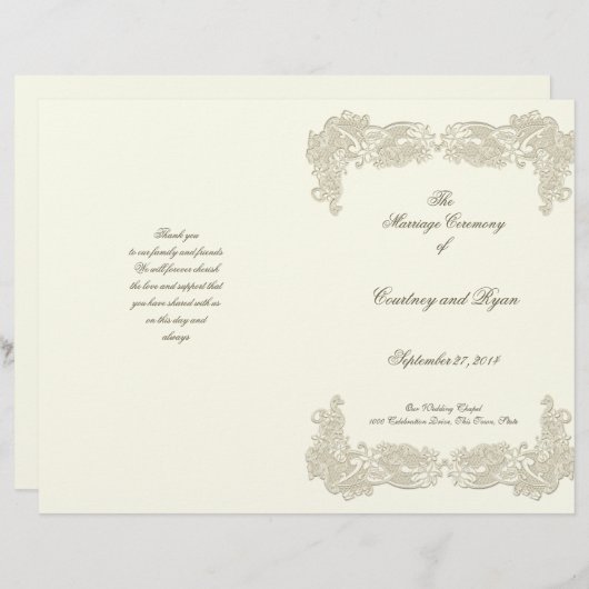 Hochzeitsprogramm für Vintage Länder (Vorne/Hinten)