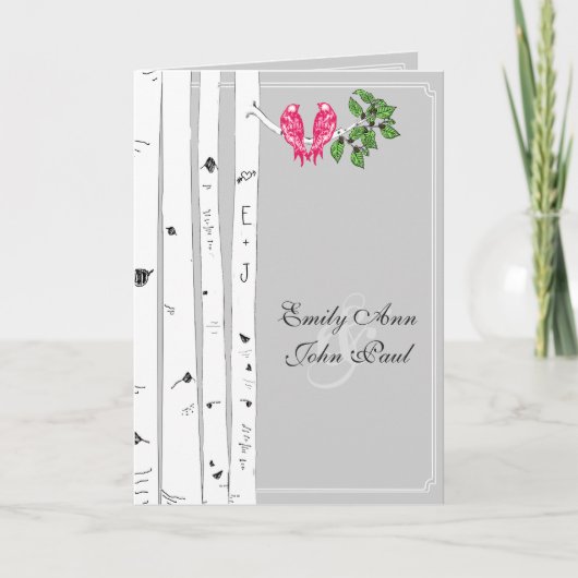 Hochzeitsprogramm für Vintage Liebesvögel Programm (Vorderseite)