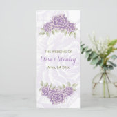 Hochzeitsprogramm für Vintage lila Rose Programm (Stehend Vorderseite)