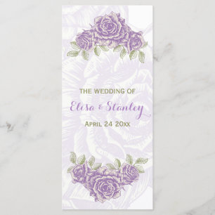 Hochzeitsprogramm für Vintage lila Rose Programm
