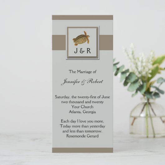 Hochzeitsprogramm für Vintage Meerestiere Programm (Stehend Vorderseite)