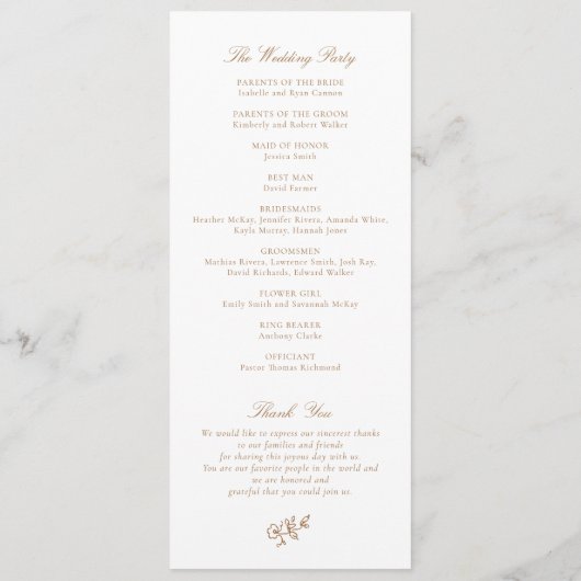 Hochzeitsprogramm für Vintage Ornamente Programm (Rückseite)