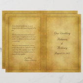 Hochzeitsprogramm für Vintage Pergament (Vorne/Hinten)