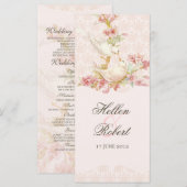 Hochzeitsprogramm für Vintage romantische Vögel Programm (Vorne/Hinten)