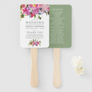 Hochzeitsprogramm für Vintage rosa Peonies Fächer