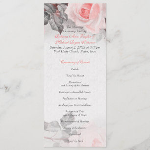Hochzeitsprogramm für Vintage Rosa Rose Programm