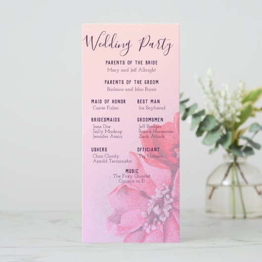 Hochzeitsprogramm für Vintage Rose Programm (Stehend Vorderseite)