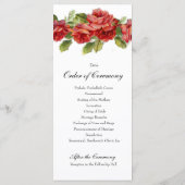 Hochzeitsprogramm für Vintage Rote Rosen Programm (Rückseite)