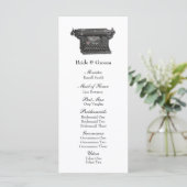 Hochzeitsprogramm für Vintage Schreibmaschine Programm (Stehend Vorderseite)