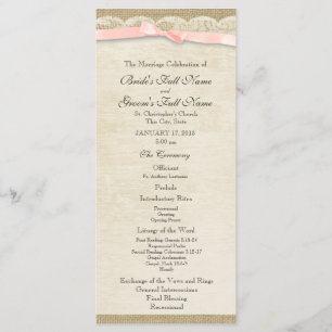 Hochzeitsprogramm für Vintage Spitzen und Blush Bo Programm