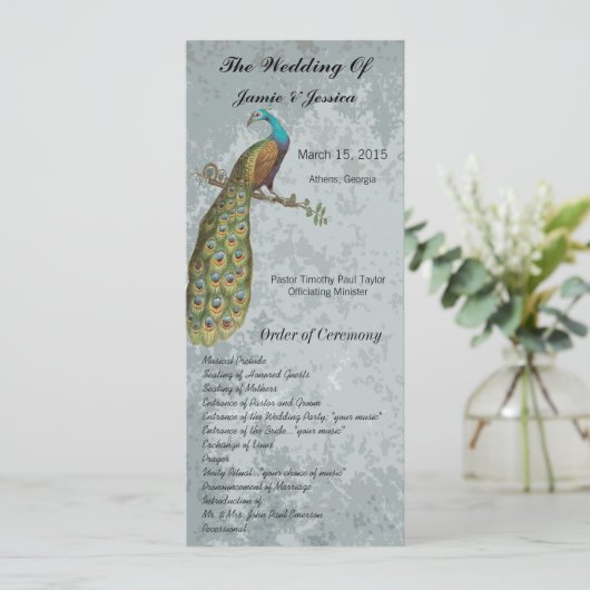 Hochzeitsprogramm für Vintage Vögel Programm (Stehend Vorderseite)