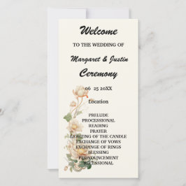 Hochzeitsprogramm für Vintage Wedding Lotus Blume