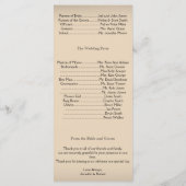 Hochzeitsprogramm für Vintage Weinkeller Programm (Rückseite)