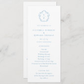 Hochzeitsprogramm für Vintages hellblaues Monogram Programm (Vorne/Hinten)