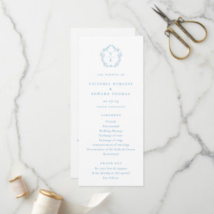 Hochzeitsprogramm für Vintages hellblaues Monogram Programm
