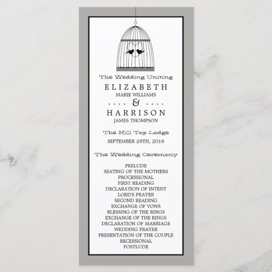 Hochzeitsprogramm für Vintages Herz Programm (Vorderseite)