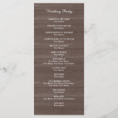 Hochzeitsprogramm für Vintages Holzkorn Programm (Rückseite)